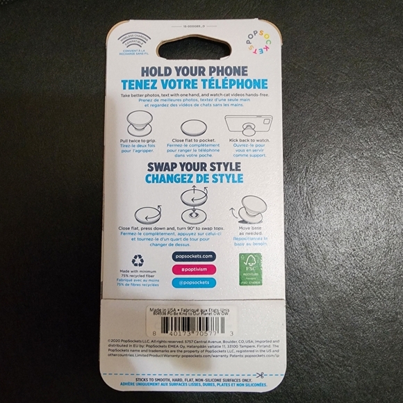 PopSocket PopGrip - Be Kind to Our Planet Design NWT - Picture 3 of 6